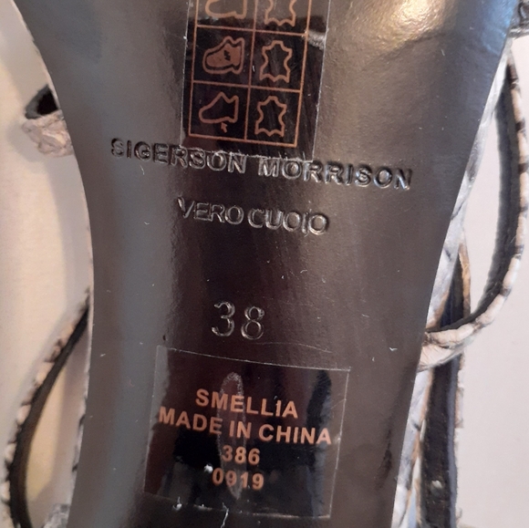 Sigerson Morrison leather snake print square toe block heel sandals - Picture 8 of 10